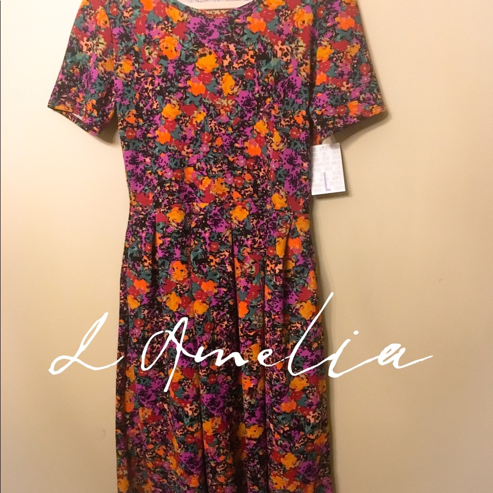 Floral Amelia LuLaRoe dress.
